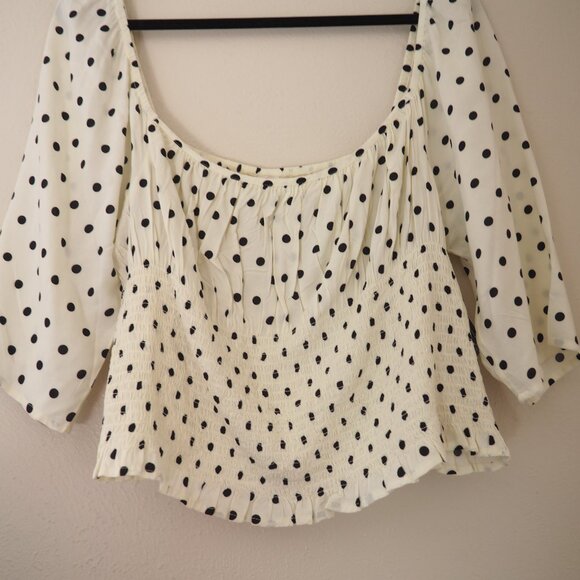 !! NWT BP. x Claudia Sulewski Polka Dot Print Smocked Top sz 1X - Picture 3 of 5
